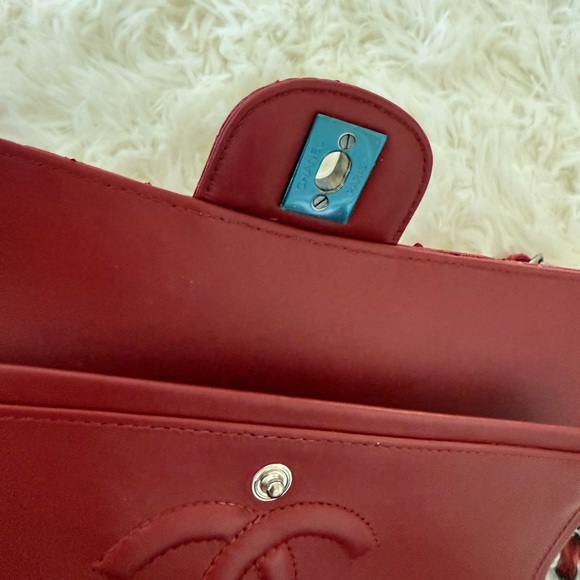 Chanel Small Red Python Flap Bag, Silver Hardware - Picture 12 of 15